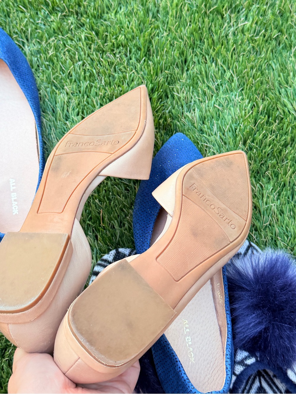 Bundle of Pointed-Toe Flats in Beige, Blue, Tan, and Navy Pom - Picture 2 of 2